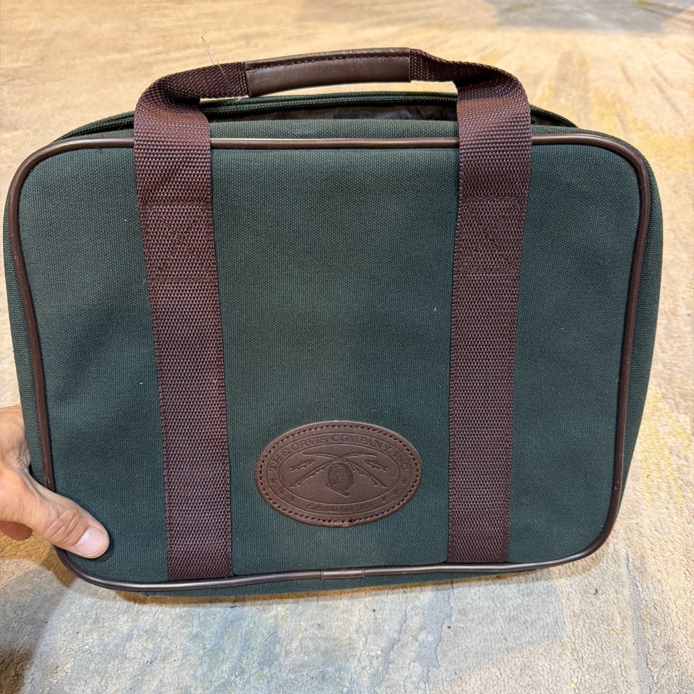 Vintage Orvis Green Battenkill Canvas Leather Briefcase Laptop Bag Document Case